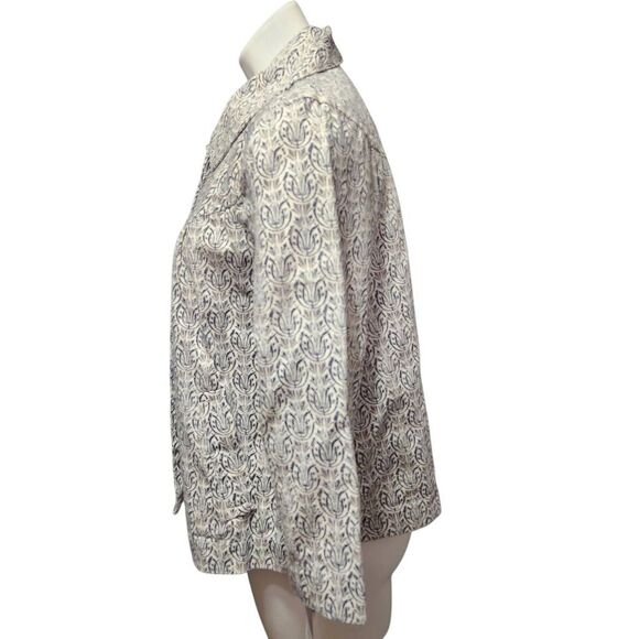 Sonoma Life + Style button front jacket blue grey print large cotton new - Picture 3 of 8